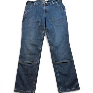 Carhartt Jeans Womens 8 Relaxed Fit Double Knee Blue Stretch Denim Workwear